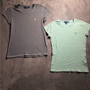 Ralph Lauren Short-Sleeve Striped Tees in Gray & Mint